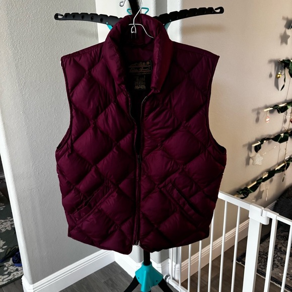 Eddie Bauer Maroon Goose Down Vest - Picture 2 of 8